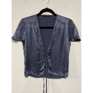 Brandy Melville Top Shrug Cardigan Womens OS Tie Front Wrap Crop Satin Cupro Y2K